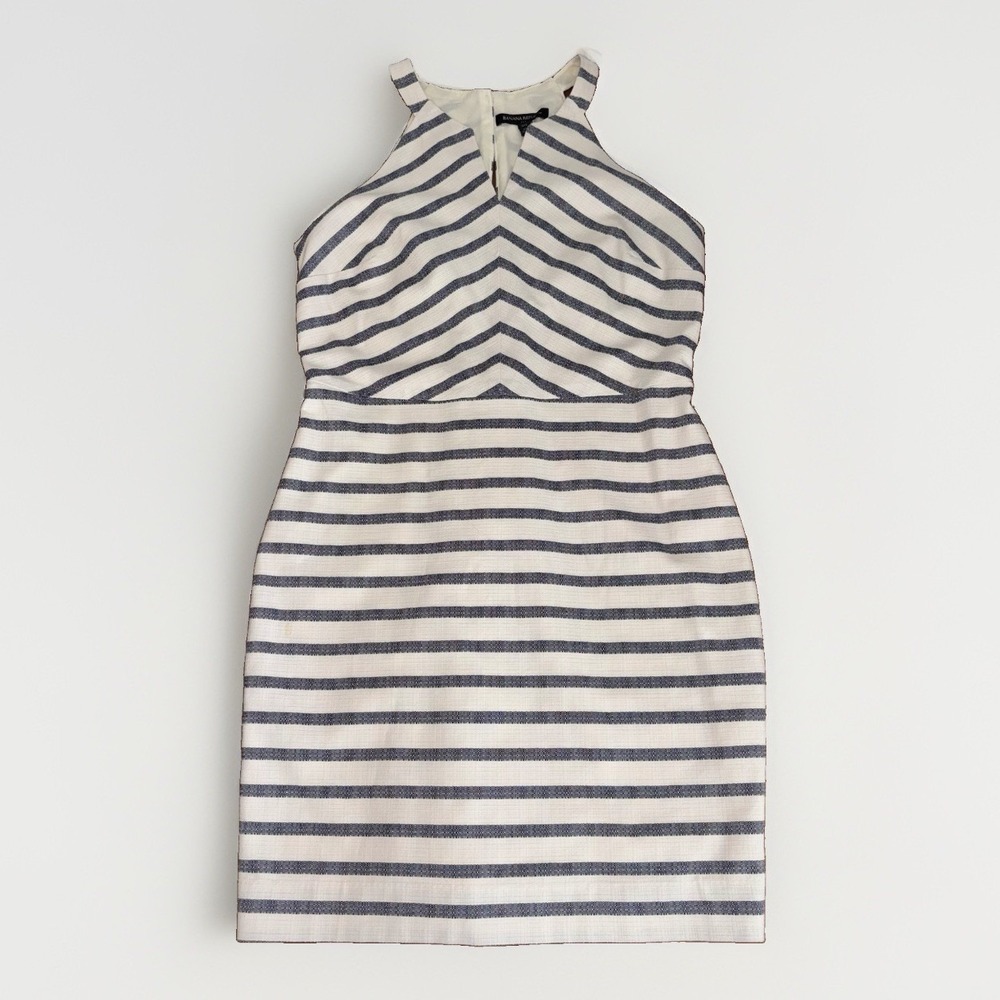 Banana Republic Factory Striped Halter Sheath Dress Navy & White Stripe Size: 4P